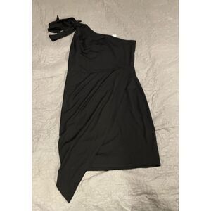Pretty Garden XL One Shoulder Black Strecthy Dress New